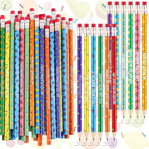Scented Inspirational Motivational Pencils, 60 Pcs Colorful Fruit Pencils for School Gifts