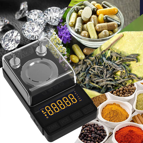 MAXUS Digital Milligram Scale 50g/0.001g, Compact Scale with 20g Calibration Weight, Black Powder Scale