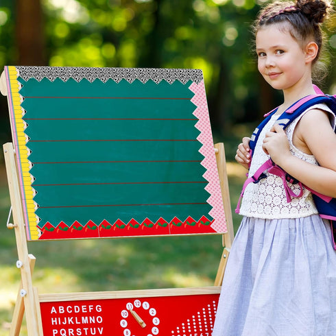 6 98.4ft Rolls Back to School Bulletin Board Borders Pencil Apple Crayon Checkered Scalloped Border Trim Composition