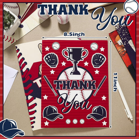 MotiMind 6 Pack 8.5x11 Inch Jumbo Thank You Card for Baseball Coach with Envelopes Thank You Cards Gifts from the Team