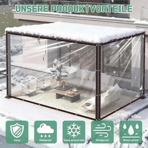 QIVNLUMU 10x12FT Grommets Clear Tarp Heavy Duty Waterproof Plastic Tarps with Clear Vinyl Tarps for Outdoor Porches