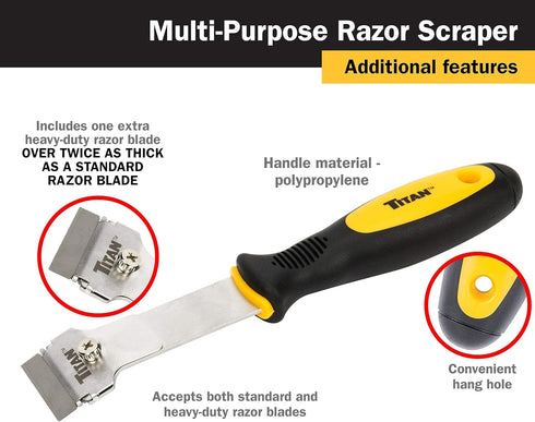 11030 9-1/4-Inch 1 Titan Multi-Purpose Razor Scraper | Includes Extra Heavy-Duty Razor Blade
