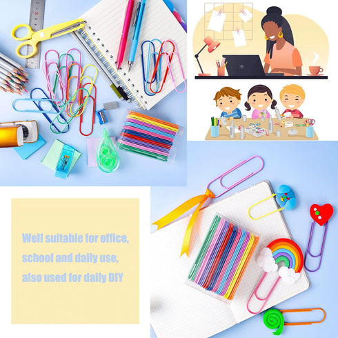 Jumbo Paper Clips, 10 Pcs 4 Inches Large Paper Clip Holder - Vinyl Coated Multicolored Mega Paperclips for Document