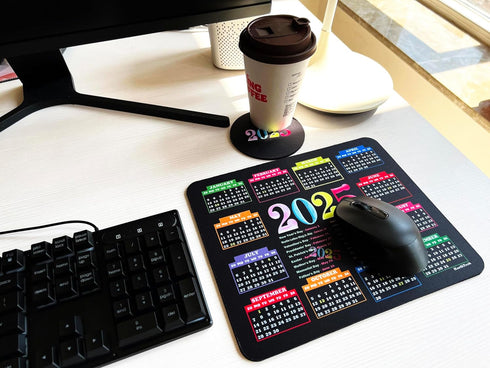 Calendar Mouse Pad 2025 Bulk 10.3"X8.3", XL Mouse Pad Calendar with Holidays, Non-Slip Rubber Base, Home Office Desk
