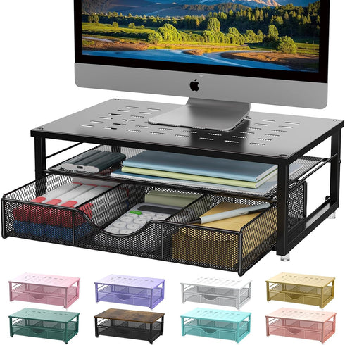 gianotter Computer Monitor Stand Riser, Desk Organizers and Accessories with Drawer, Office