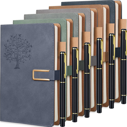 Xinnun 6 Set Leather Journal Writing Notebooks - A5 Lined, Refillable, Gift for Women Men