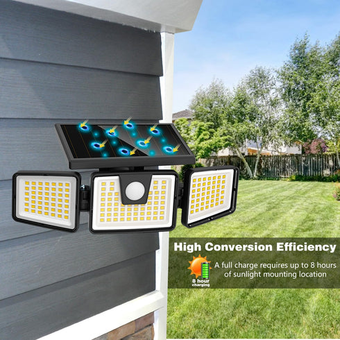 2 Pack 3 270 IP65 AmeriTop Solar Lights Outdoor, LED High Brightness Cordless Solar Motion Sensor Lights; Adjustable