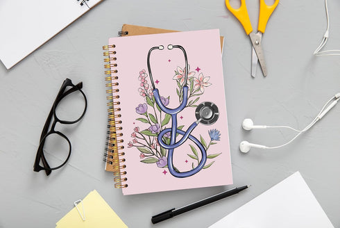 5.5x8.3 Inch Stethoscope Medical Notebook Journal, Doctor Nurse Notebook, Medical Student Gifts, Future Nurse Gifts