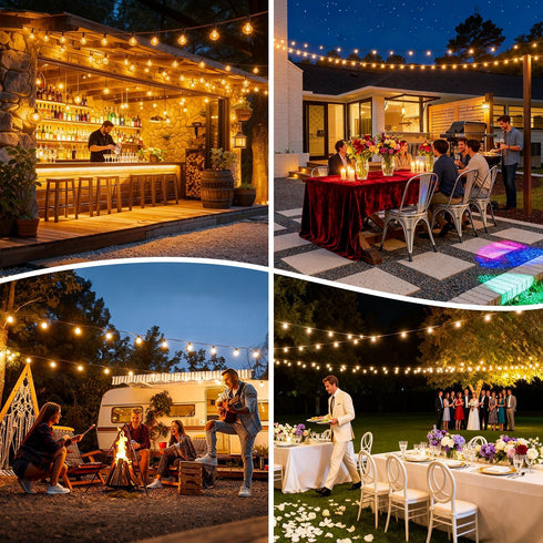 G40 Bulbs, (50FT) Nisocy Solar String Lights Outdoor Waterproof with Remote & Timer, LED Shatterproof Solar Powered