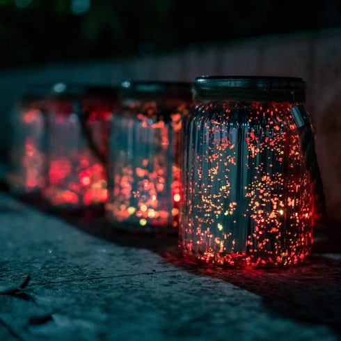 2 Pack,20 Hanging Solar Lantern Lights Outdoor LED Solar Mercury Glass Mason Jar Hanging Lights Waterproof for Tree