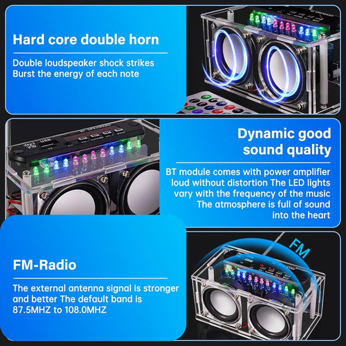diymore DIY Bluetooth Speaker Kit Radio Soldering Practice Kit,Dual Speakers & Remote Control,for TF/AUX/Bluetooth/USB