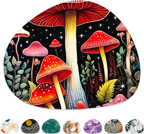Premium-Textured Oval Mouse Pad, 8.7" x 7.1" Thick 3mm Anti-Slip Waterproof Rubber Mat, Cute Design for Office