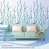 Blue Hanging String of Pearls Succulents Vine Wall Decals Peel and Stick, Large Plants Leaf Vinyl Wall Stickers