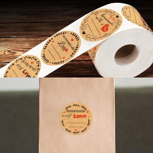 More(2" 500/roll) (brown10) Jam and Jelly Jar Canning Labels for Mason Jars and Round with Lines for Writing- Jar