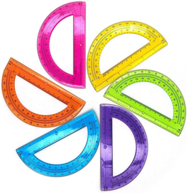 Emraw Super Great Semicircular 6" Inch Protractor 180 Degrees, Assorted Colors, Great for School, Home, & Office