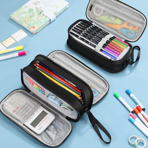 FINPAC Large Capacity Pencil Case, Pen Pouch Organizer for Women and Men, Office Supply Storage, Don't Touch