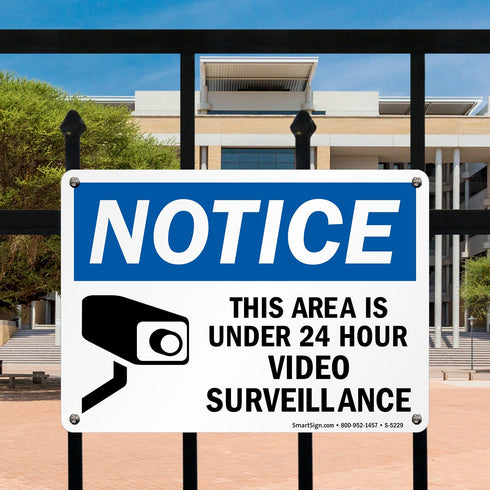 SmartSign - U1-1002-NP 10" x 14" Notice - This Area Is Under 24 Hour Video Surveillance Sign