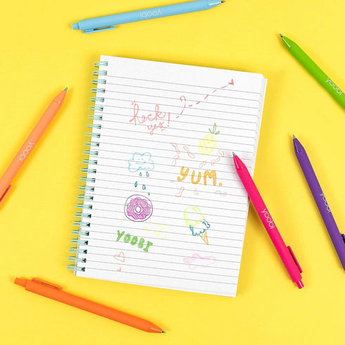 Yoobi Retractable Gel Pen Set, 18 Bright Colors, Fine 1.00mm Point for School or Office, Comfortable Grip