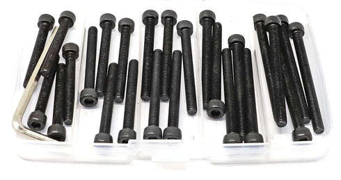 iexcell 25 Pcs M5 x 40/45/50/55/60 Alloy Steel 12.9 Grade Hex Socket Head Cap Screws Bolts Assortment Kit (Black Oxide