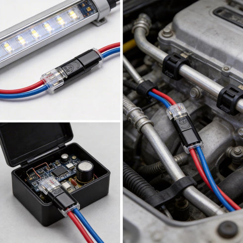 CMLY 20Pcs 2 Double Wire Plug in Connector, Pin LED Light Strip Low Voltage Connector with Locking Buckle, Quick