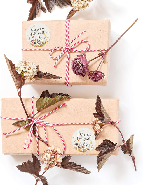 Happy Fall Y'all Stickers - 1.5 Inch Autumn Leaves Circle Labels - 500 Thanksgiving Floral Labels Per Roll