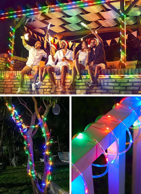Brightown Solar Rope Lights, 39FT 100LED IP65 Waterproof Outdoor Solar String Lights for Party Garden Yard Home