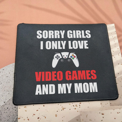 I Love Video Games and Mom Mouse Pad, 9.5 x 7.8 Inch Gaming Mat, Funny Gifts Idea for Boys Teens - Valentines Day