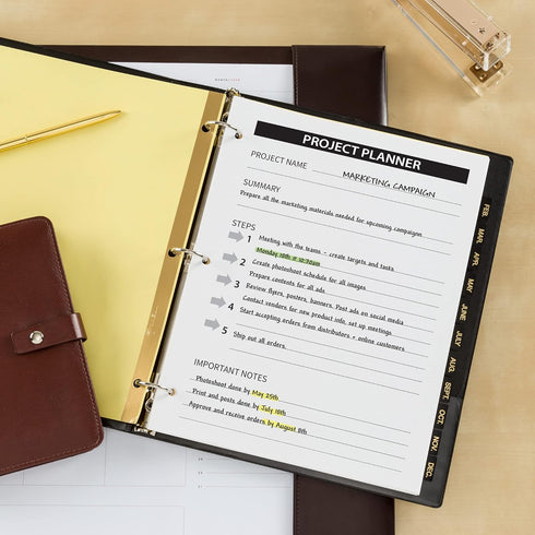 Avery Jan-Dec Dividers, 12-Tab Set, Pre-Printed Black Leather Tabs for 3 Ring Binders (11351)