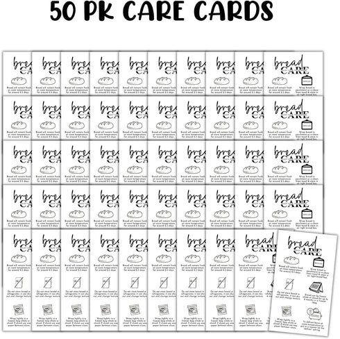 Lashicorn 50pk 2x3.5 Packaging Bread Care Instruction Cards | Sourdough Storage Bakery Baker Client Cinnamon Roll