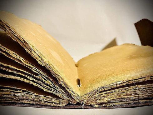cuero 3 Moon Blue Lapiz Embossed Vintage Leather Journal, 240 Pages of Antique Handmade Paper, Black