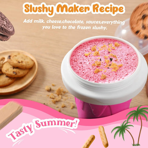 2 Pack Frozen Slushy Cup, Slushie Maker Cups, Magic Quick Squeeze Cups for Ice Cream Juice Milk Yogurt, DIY Smoothie