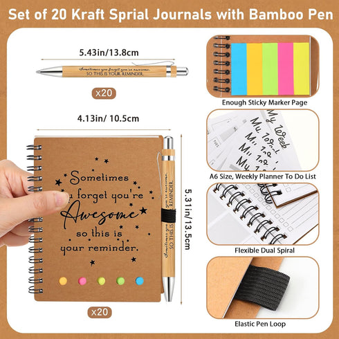 Moinchore 20 Sets Teacher Appreciation Gifts Thank You Gifts Inspirational Spiral Notebooks with Sticky Notepad