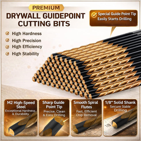 50 1/8" Tondiamo Pcs Drywall Rotor Tips Drywall Router Drill Bits HSS Guidepoint Cutting Rotor Tips Cutout Tool for Use