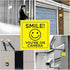Smile You're on Camera Sticker, 6x6 Inch, 4 Pack, Durable Black and Yellow, Self-Adhesive