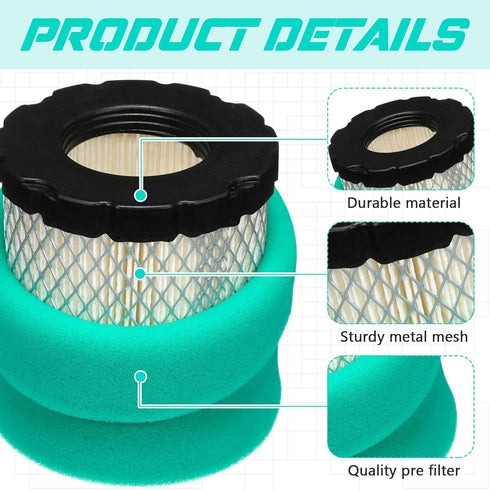4 Set Air Filter with Oil Filter, Compatible with 653412 794935 44M977 Lawn Mower Filters