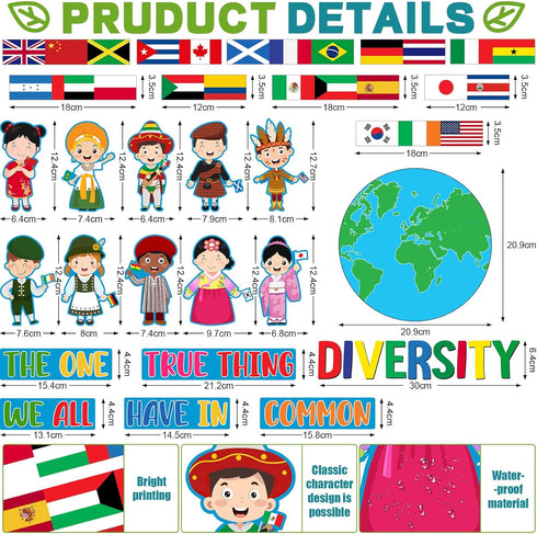 Fulmoon Diversity in Common Multicultural Bulletin Board Set Earth Day Cutouts for Kids Classroom Wall Decor Educational and Learning Activities for Kids