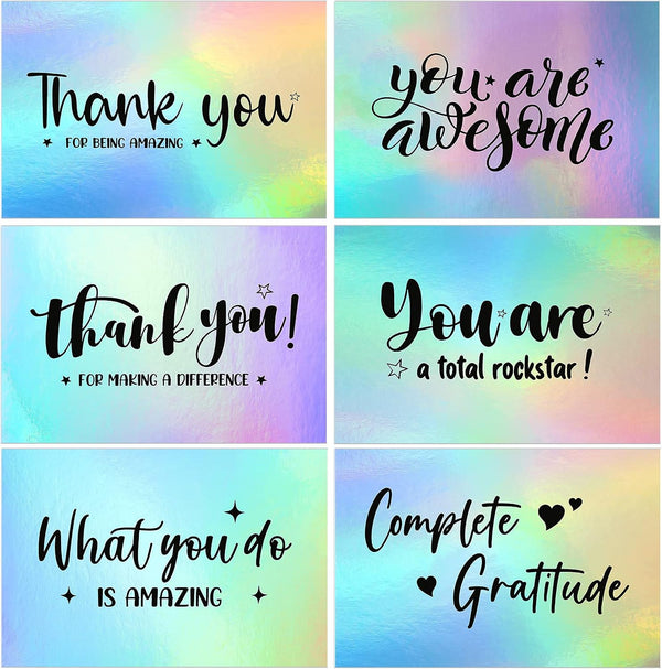 Outus 60 Pcs Holographic Thank You Cards Appreciation Greeting Postcards You Are Awesome