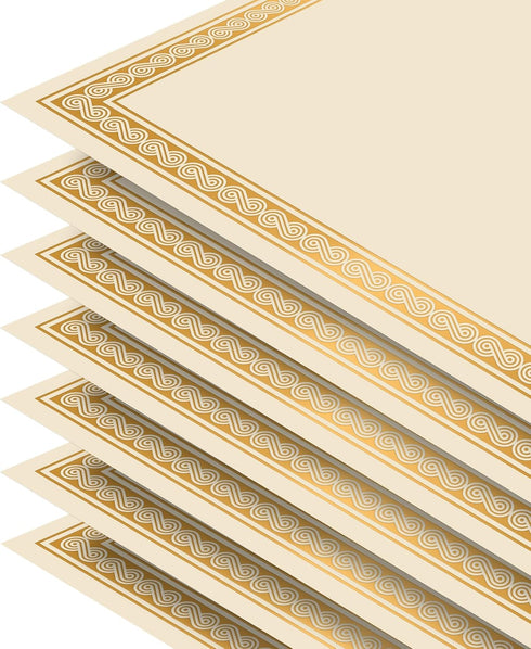 Better Office Products 50 Sheet Award Certificate Paper, Gold Foil Metallic Border, Ivory Letter Size
