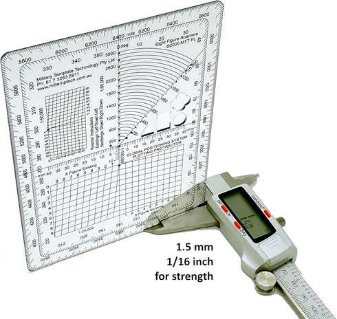 MTT PL 1.5mm GPS Map Plotting Protractor Military Map Marking | Coordinate Scale | Degrees & Mils | Land Navigation |