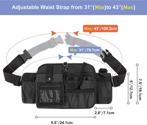 Pack Damero Nurse Fanny with Multi-Compartment, Nurse Tool Belt Utility Nurse Waist Bag with Medical Gear Pockets