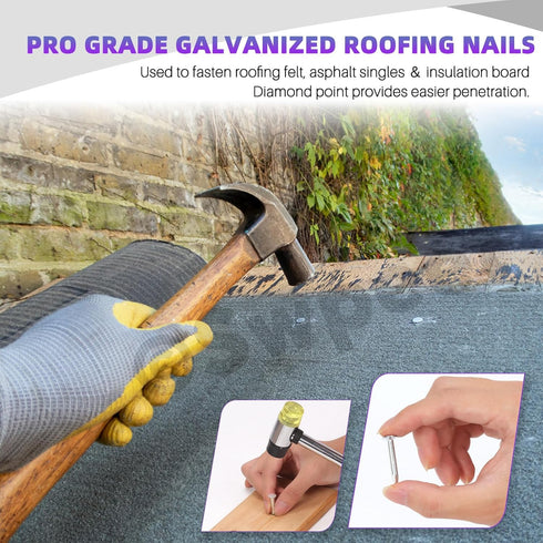 Swpeet 300Pcs 3/4 Inch High Quality Galvanized Roofing Felt Nails for Fastening Roofing Felt and Asphalt Shingles