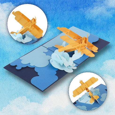 CUTE POPUP Wonderful Airplane Pilot Pop Up Card, Premium Handcrafted Italy Paper Gift for Any Occasion