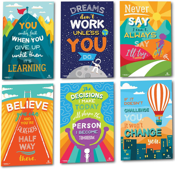 Sproutbrite Motivational Posters - Educational and Inspirational Growth Mindset Classroom Decorations for Teachers and