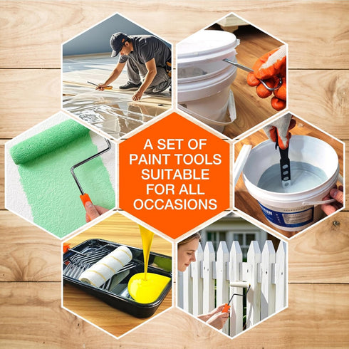 31 9" 4" King Origin Pcs Paint Roller Kit, & Paint Roller Extension Pole, Paint Brushes, Paint Tray & Liners | Paint