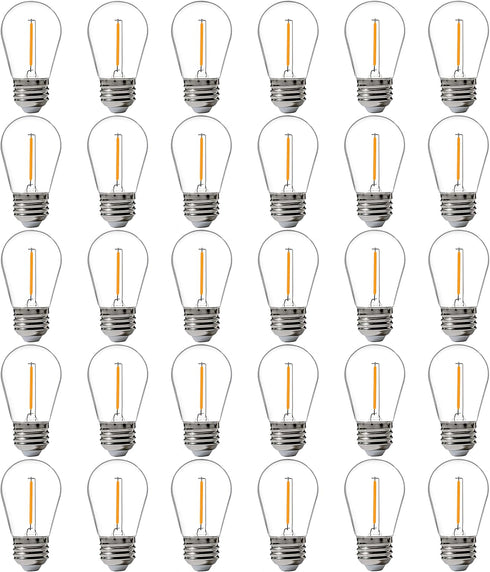 FLSNT 30 Pack LED S14 Replacement Bulbs for String Light, E26 Base, 2200K Warm White