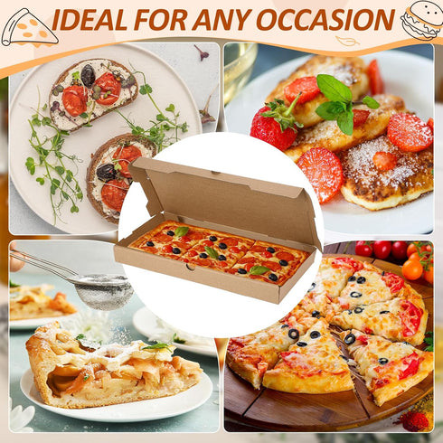 AmazingSpark 50 14 7 1.5 Inch Pcs Pizza Boxes x x Kraft Flatbread Box Corrugated Rectangular Take out Baking Containers