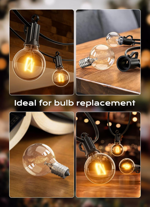 G40 Bulbs Bulbs E12 Bulbs 5W 120V, Pack 50 Brightown Clear Light Outdoor Light Globe Candelabra Screw Base