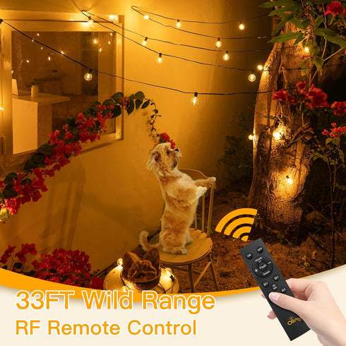 60FT Dimmable 3Modes 25 2 Bulb, G40 Ollny Solar Lights Outdoor, Waterproof Remote Control Timers String Light with LED