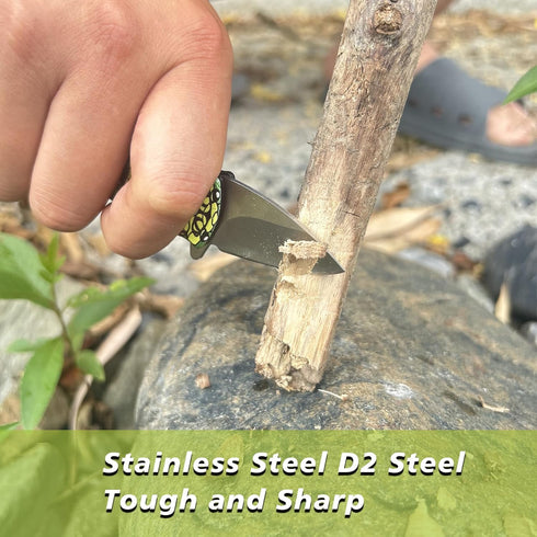 Mini Keychain Knife, Small Pocket Knife, Stainless Steel Folding Knife, Outdoor Camping Knife, Mini Men's and Women's Pocket Knive gifts, Survival Camping Hiking Knives,EDC Knife (Green) by SXunacou