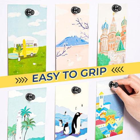 VNDUEEY 20Pcs Strong Fridge Magnets, Black Refrigerator Magnets, Magnetic Push Pin, Strong Whiteboard Magnets for Locker, Map, Kitchen, Office, School, Adults